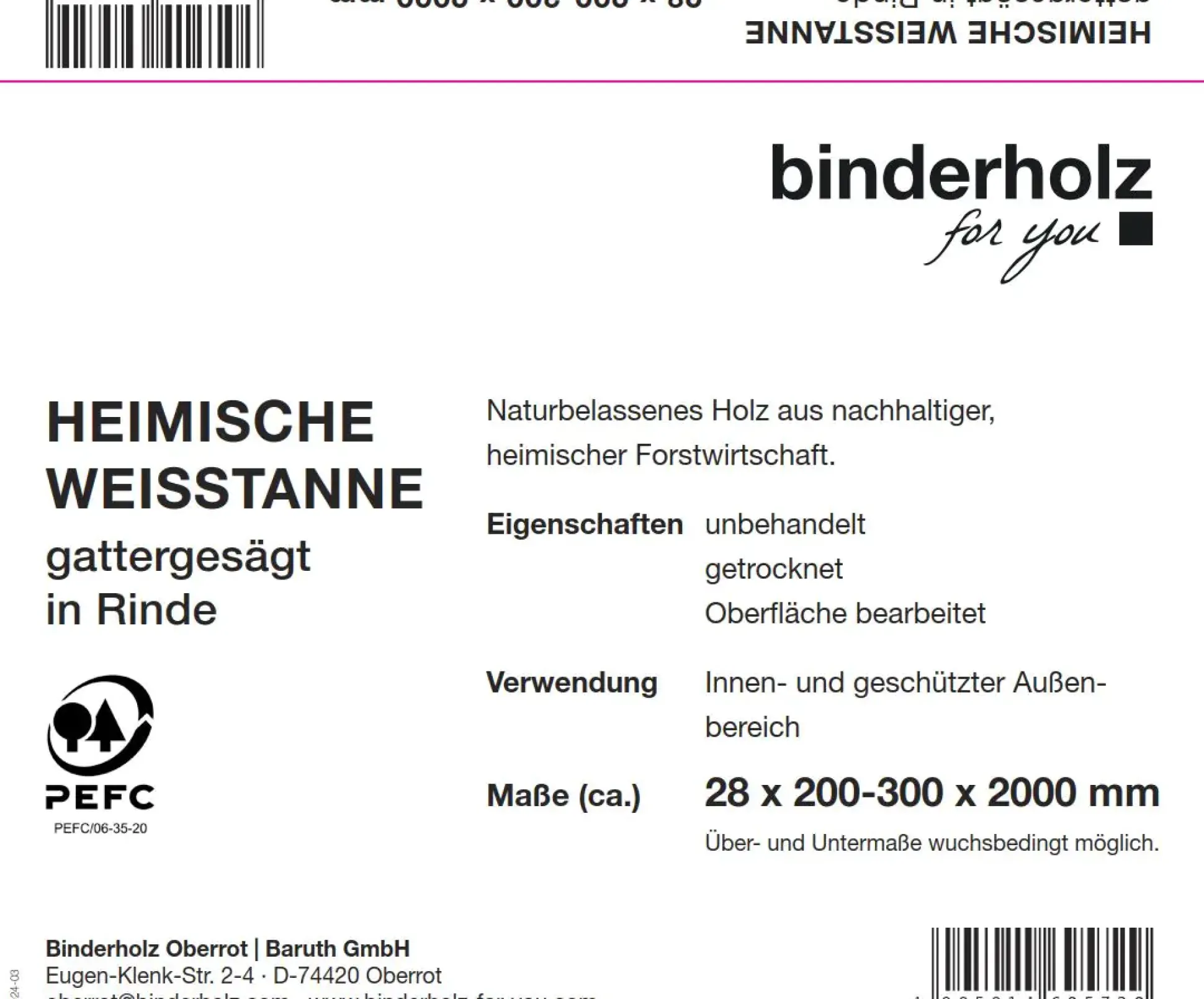 Massivholzbrett Weißtanne mit Baumkante 200 x 24 - 30 cm, 28 mm