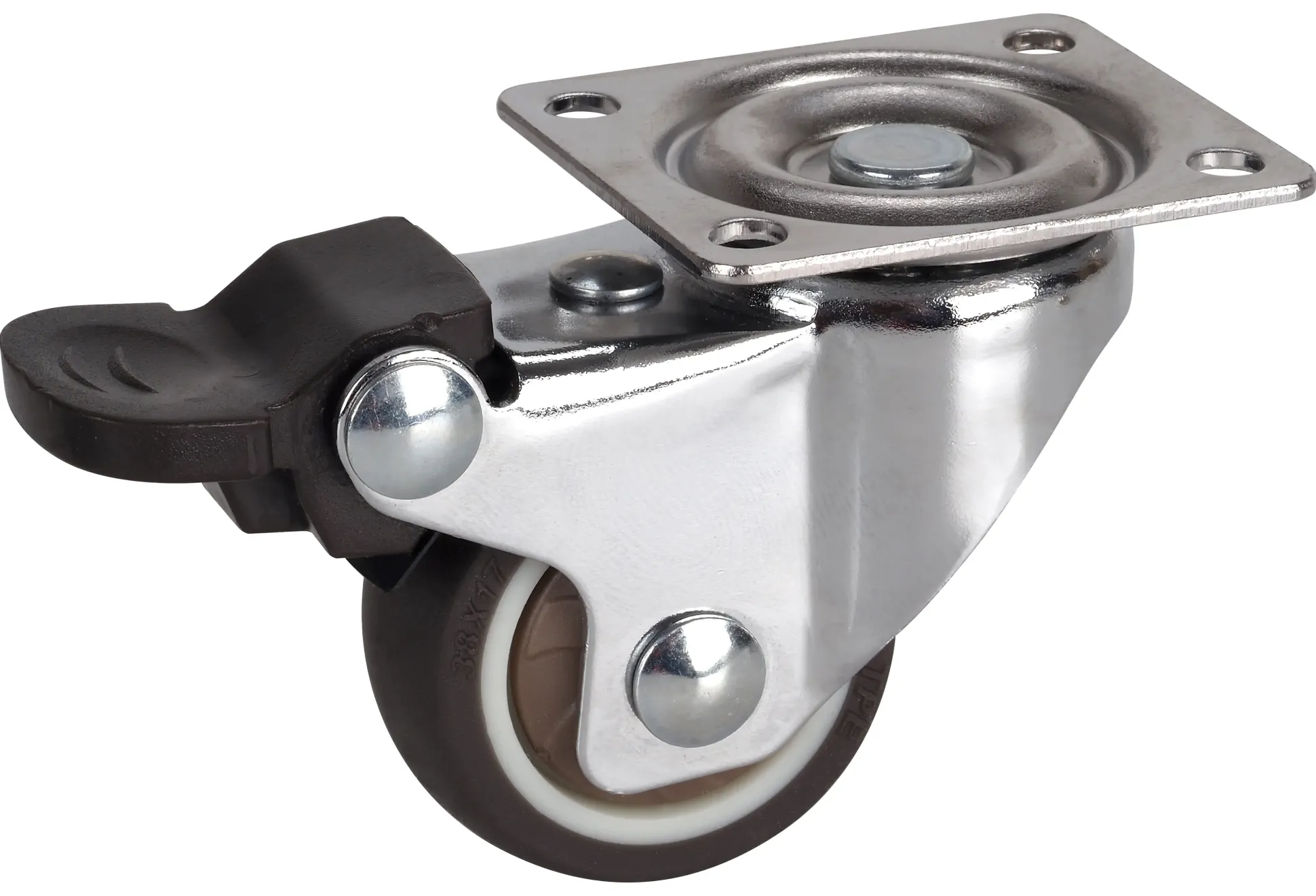 Möbel-Lenkrolle mit Radfeststeller 38 x 17 mm Tragkr. 30 kg