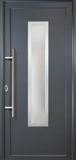 Meeth Haustür Signum PVC Exclusiv PVC Modell 32 108 x 200 cm, DIN links, weiß/titan