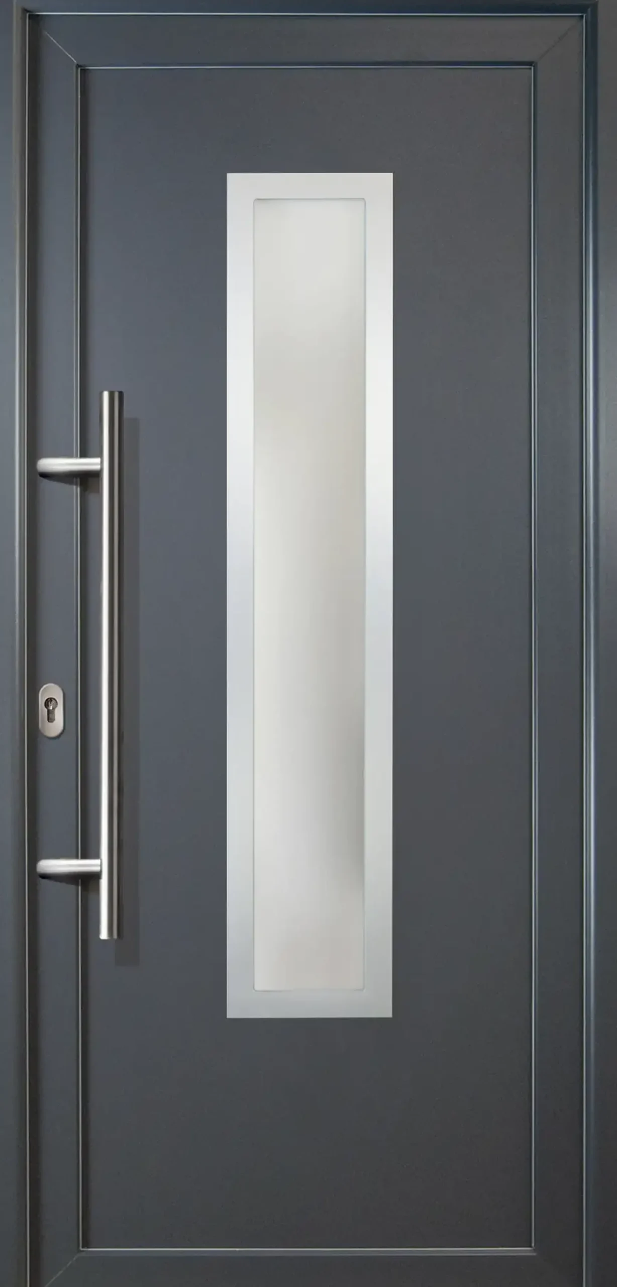 Meeth Haustür Signum PVC Exclusiv PVC Modell 32 108 x 200 cm, DIN links, weiß/titan