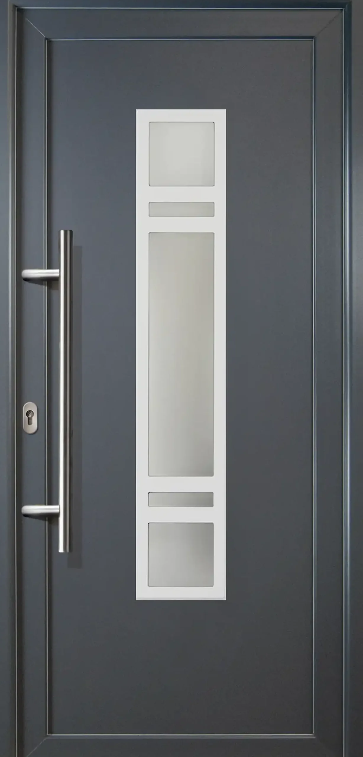 Meeth Haustür Signum PVC Modell 83 98 x 208 cm, DIN links, weiß/titan