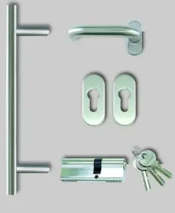Meeth Haustürstoßgriff-Set abgerundet Edelstahl ME80