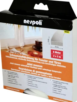 Nespoli Fenster- und Türdichtung 15 x 6 mm je 3 m, 15 x 6 mm, weiß, 2 Stück
