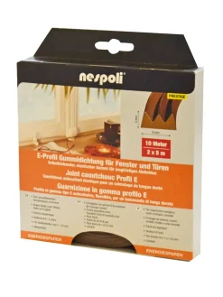Nespoli Fenster- und Türdichtung mit E-Profil je 5 m, 9 x 4 mm, braun, 2 Stück