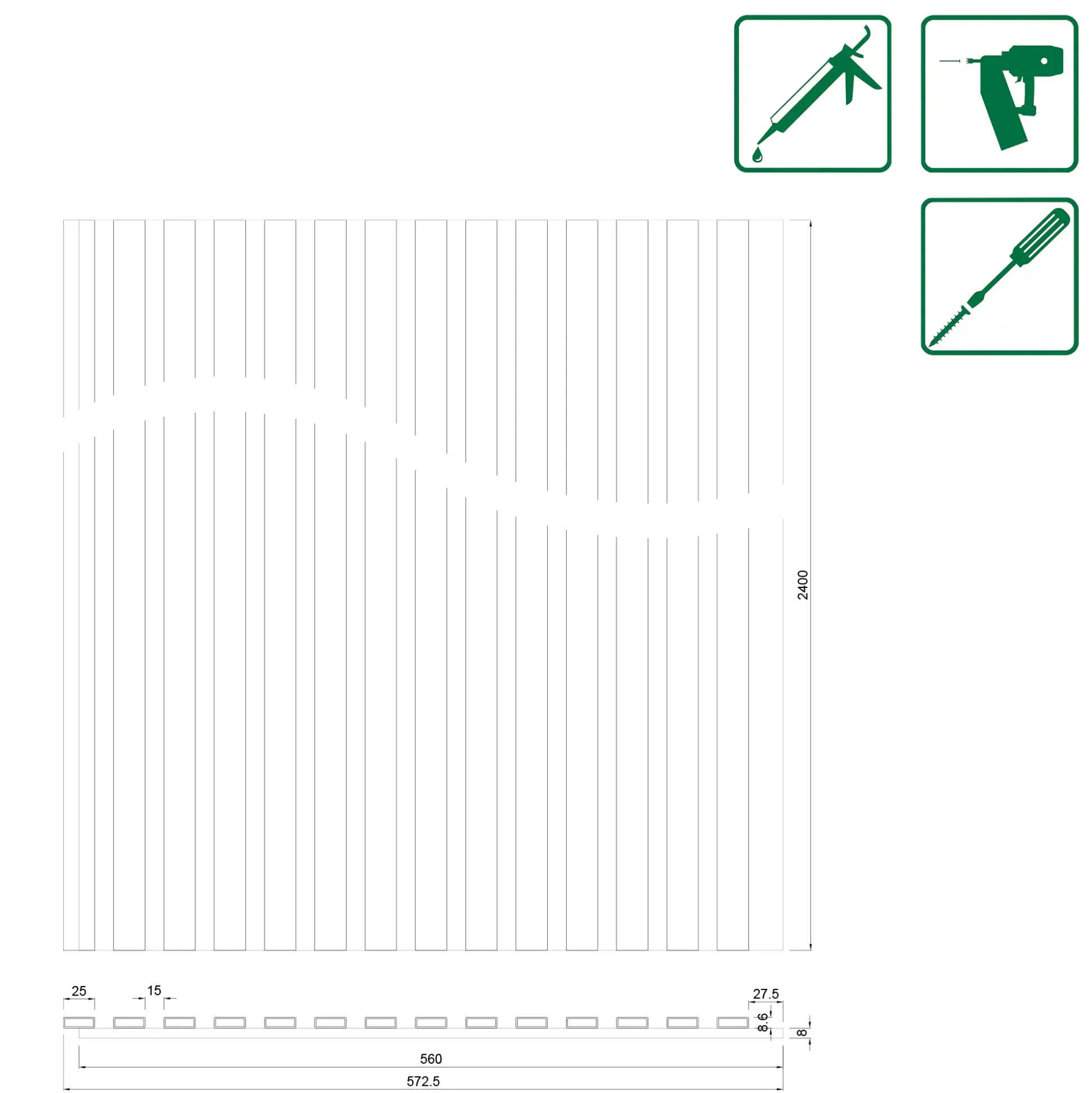 Neuhofer Akustikpaneel Eiche foliert 240 x 57,2 x 1,9 cm braun medium