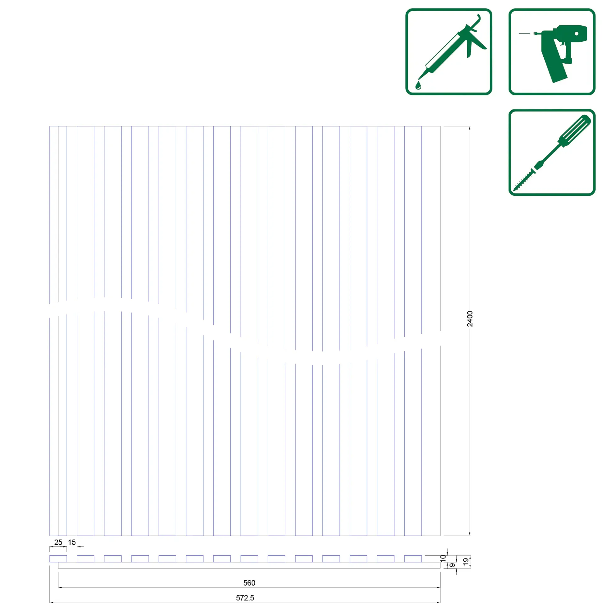 Neuhofer Akustikpaneel Eiche natur foliert 240 x 57,2 x 1,9 cm braun