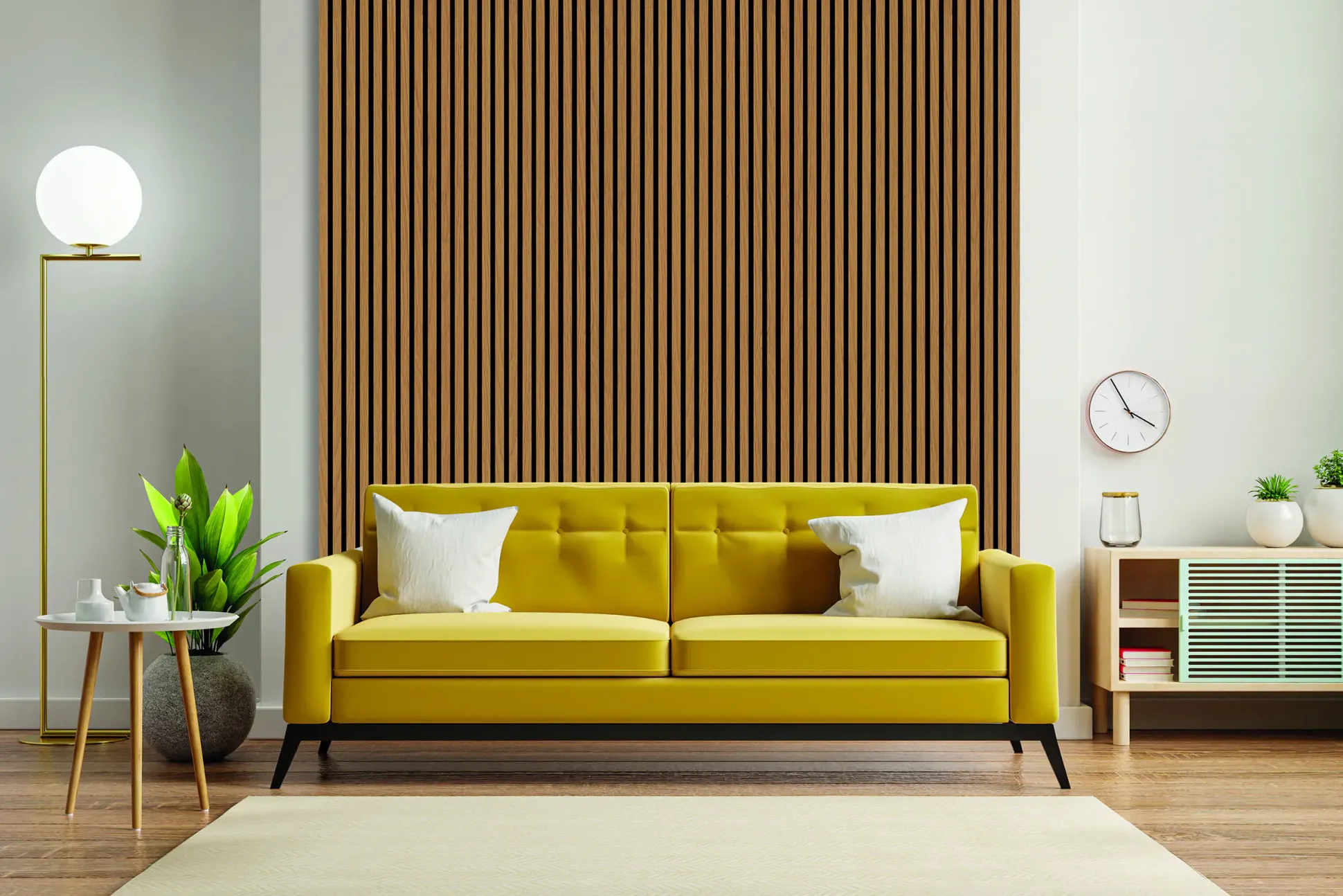Neuhofer Akustikpaneel Holz Eiche foliert 267 x 57 x 1,9 cm braun