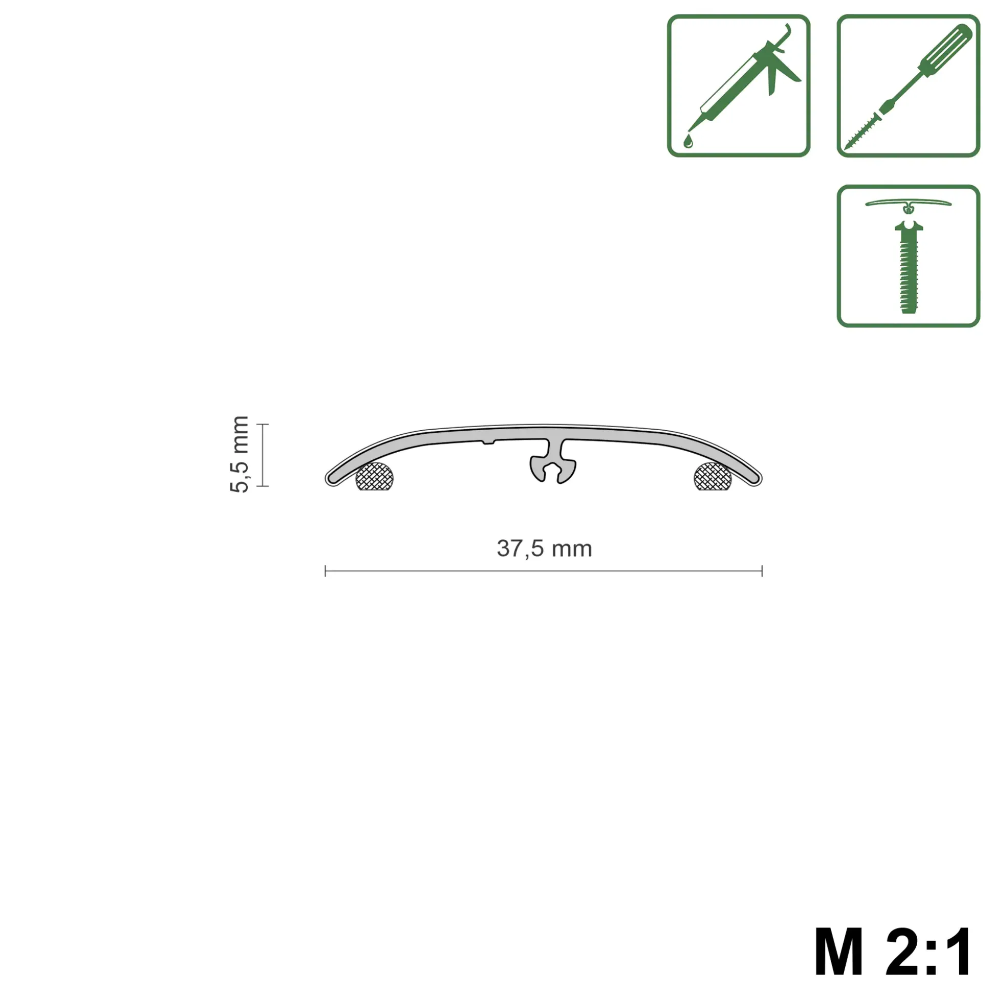 Neuhofer Übergangsprofil 90 cm, 37,5 x 5,5 mm