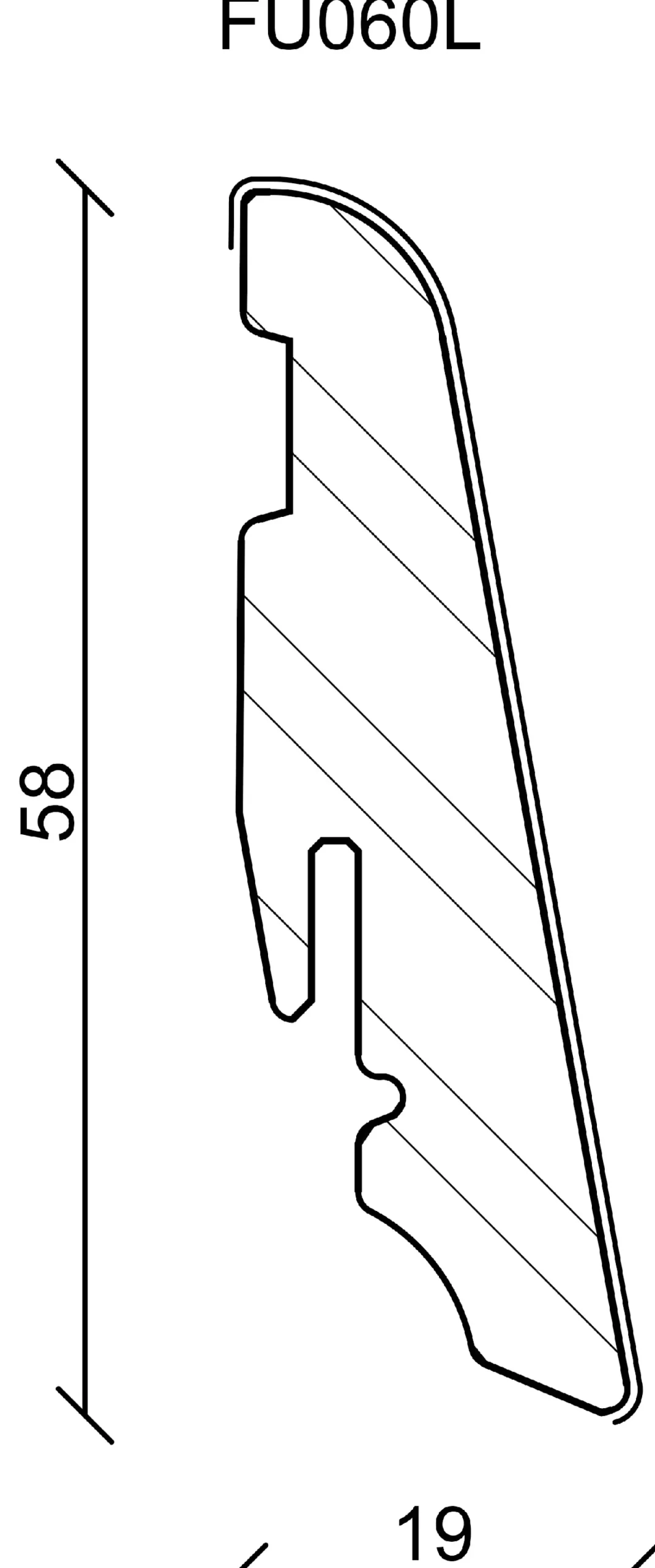 Neuhofer Fußleiste 240 cm 58 x 19 mm Caucasus