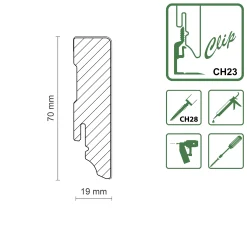 Neuhofer Fußleiste 240 cm 70 x 19 mm Seekiefer grau
