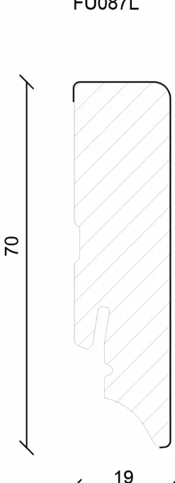 Neuhofer Fußleiste 240 cm 70 x 19 mm Seekiefer grau