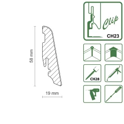 Neuhofer Fußleiste 240 cm 58 x 19 mm Oak light mix