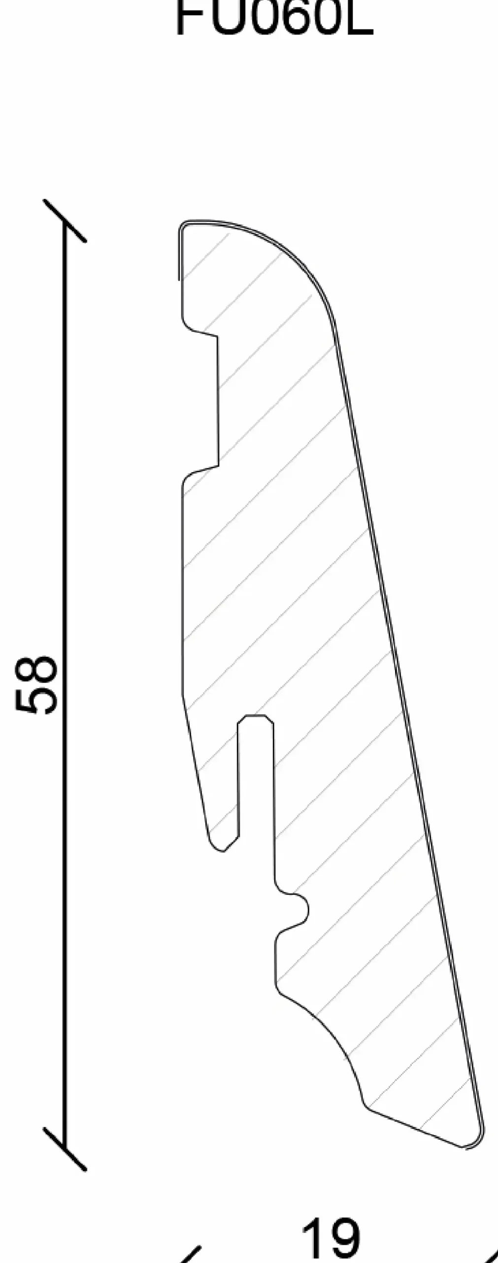 Neuhofer Fußleiste 240 cm 58 x 19 mm Seekiefer grau