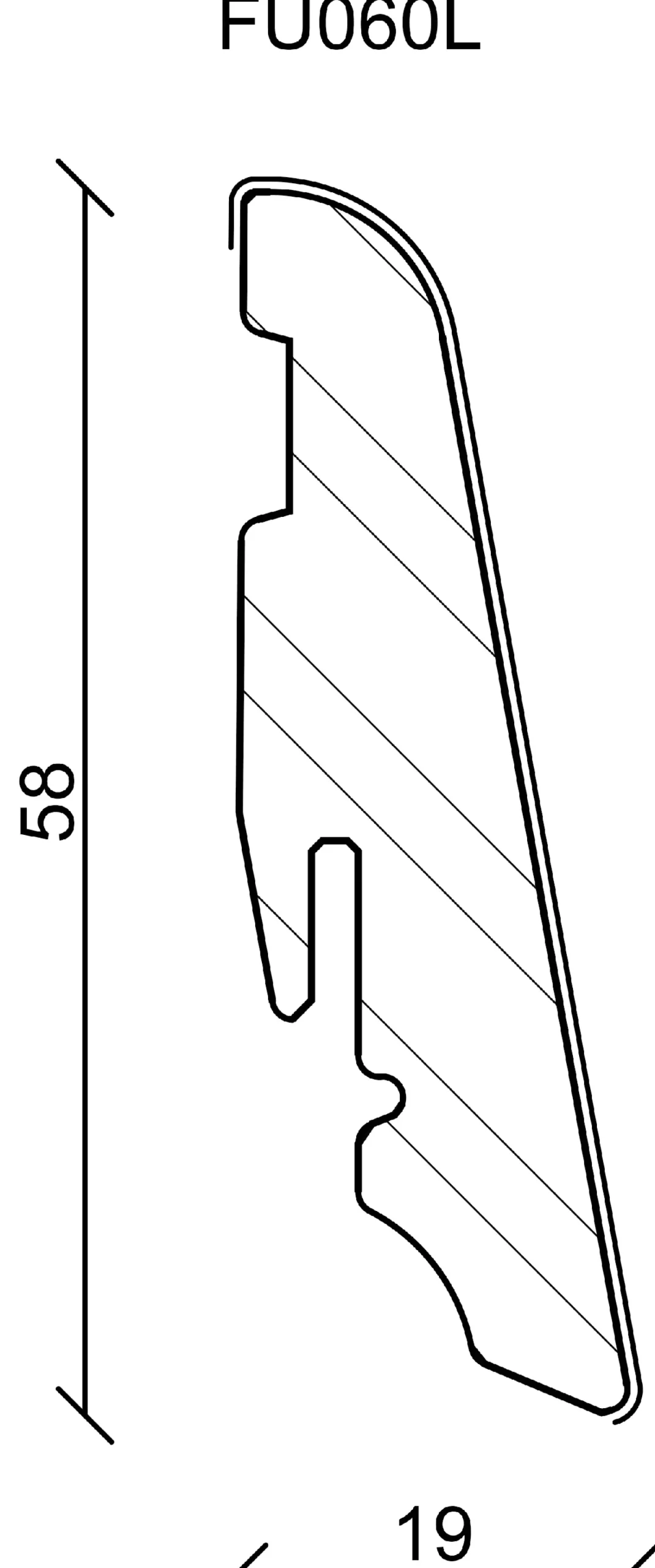 Neuhofer Fußleiste 240 cm 58 x 19 mm Schatteneiche