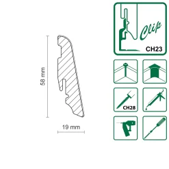 Neuhofer Fußleiste 240 cm x 58 x 19 mm dunkelbraun