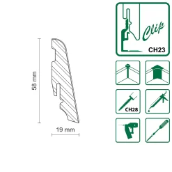 Neuhofer Fußleiste 240 cm x 58 x 18 mm Eiche Burnell