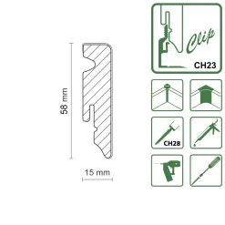 Neuhofer Fußleiste 240 cm x 58 x 15 mm anthrazit