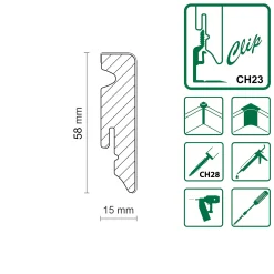 Neuhofer Fußleiste 240 cm x 58 x 19 mm weiß