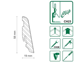 Neuhofer Fußleiste 240 cm x 58 x 19 mm eiche weißgrau