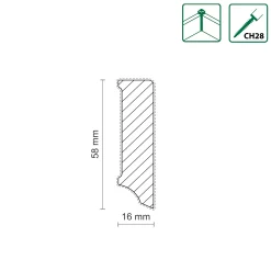 Neuhofer Fußleiste 240 cm x 58 x 16 mm weiß