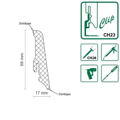 Neuhofer Fußleiste 240 cm x 59 x 17 mm weiß