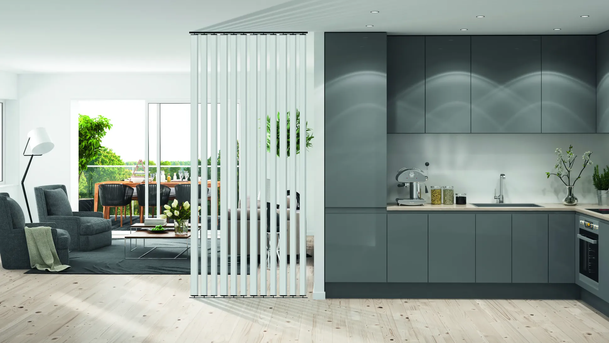 Neuhofer Lamelle Raumtrenner 267 x 8,8 cm weiß