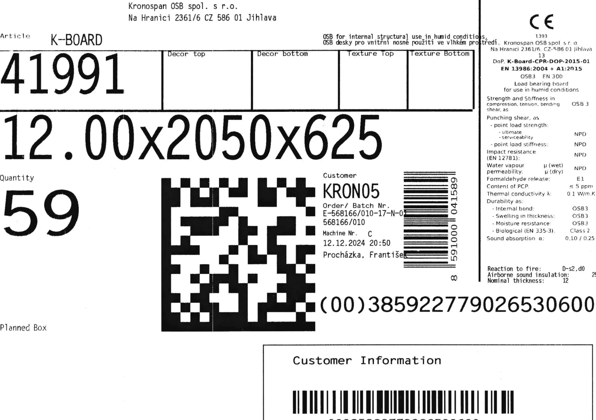 OSB-3 Nut- und Feder Verlegeplatte 12 mm 205 x 62,5 cm 12 mm ungeschliffen
