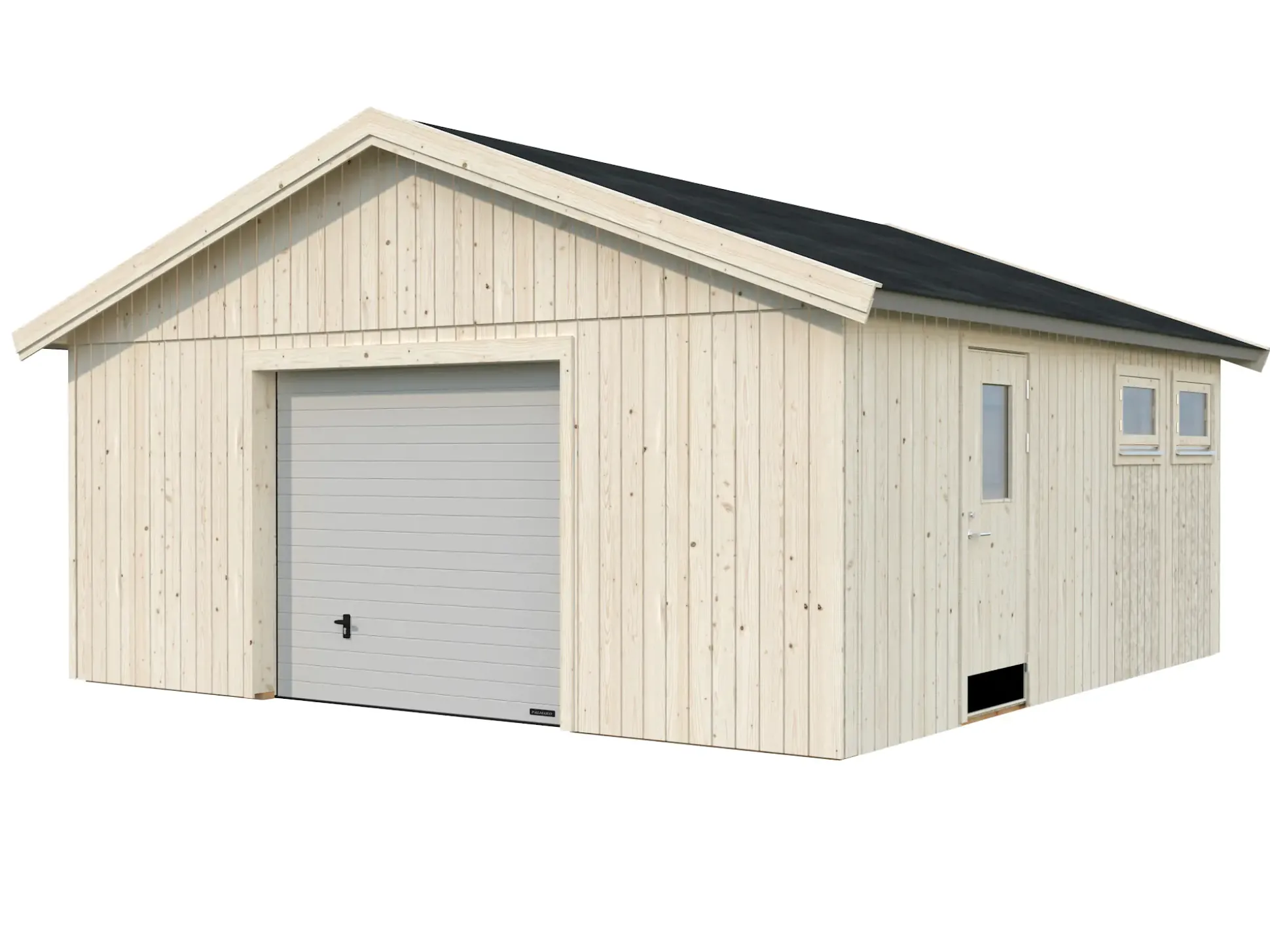 Palmako Fertiggarage Andre 557 x 576 cm mit Sektionaltor naturbelassen