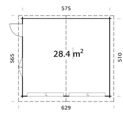 Palmako Fertiggarage Doppelgarage Roger 575 x 510 cm mit Sektionaltor naturbelassen