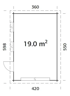 Palmako Fertiggarage Rasmus 360 x 550 cm mit Sektionaltor naturbelassen