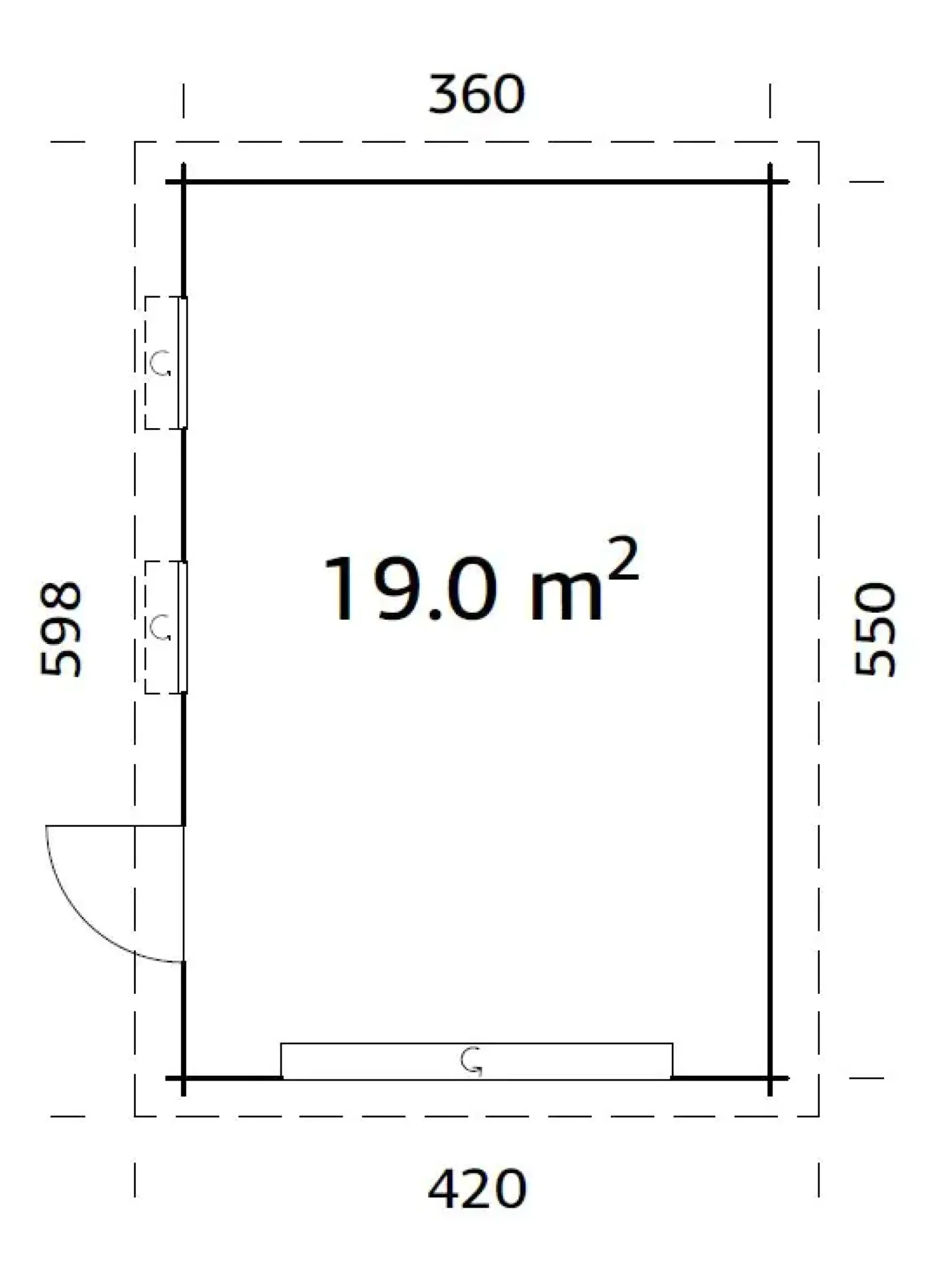 Palmako Fertiggarage Rasmus 360 x 550 cm mit Sektionaltor naturbelassen
