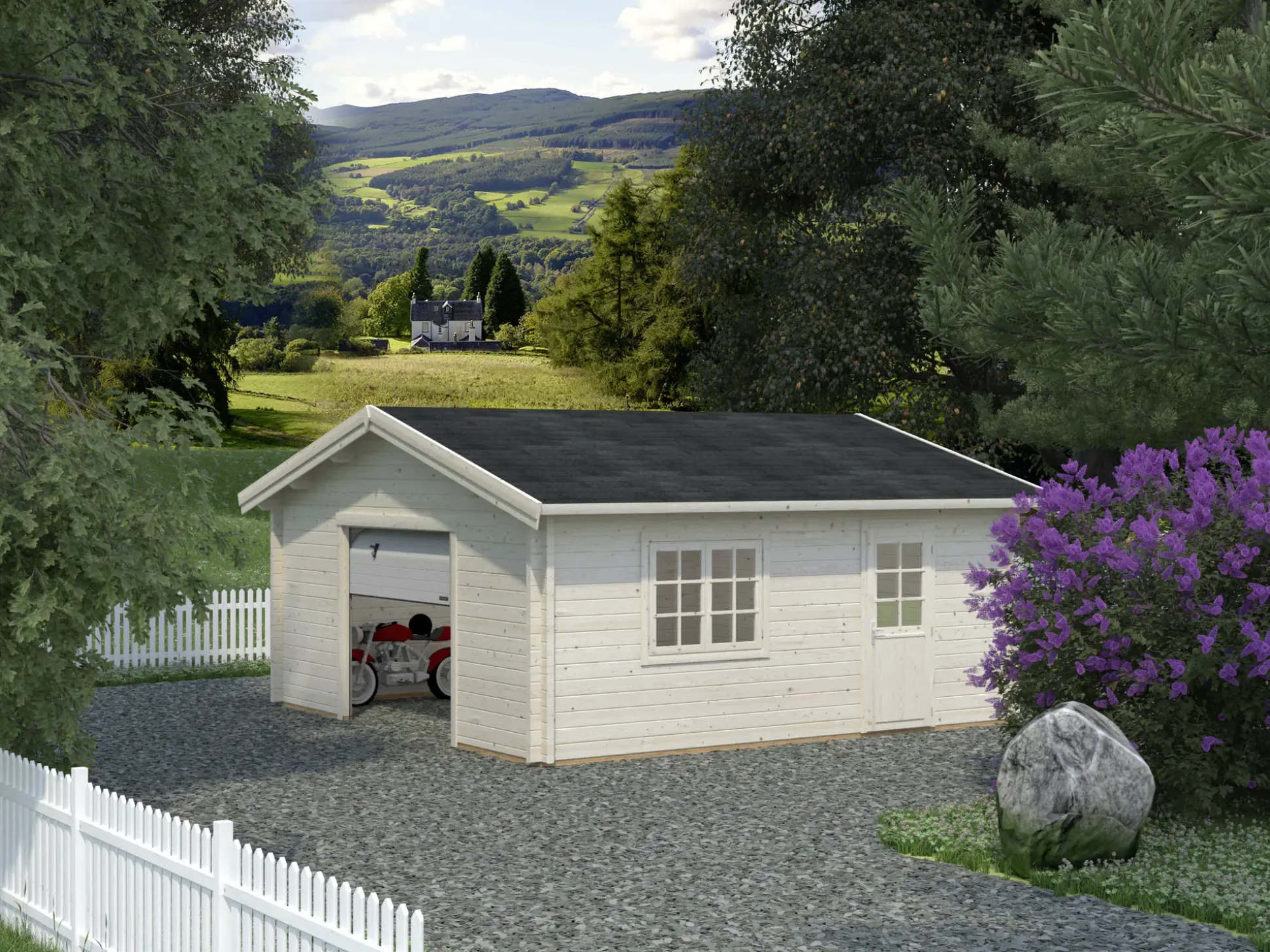 Palmako Fertiggarage Roger 540 x 540 cm mit Sektionaltor naturbelassen