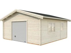 Palmako Fertiggarage Roger 540 x 540 cm mit Sektionaltor naturbelassen