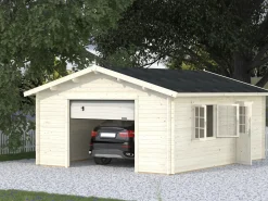 Palmako Fertiggarage Roger 450 x 550 cm mit Sektionaltor naturbelassen