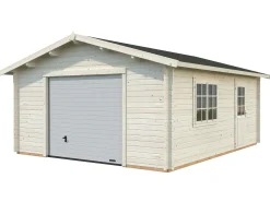 Palmako Fertiggarage Roger 450 x 550 cm mit Sektionaltor naturbelassen