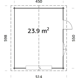 Palmako Fertiggarage Roger 450 x 550 cm mit Sektionaltor naturbelassen