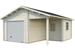 Palmako Fertiggarage Roger 510 x 550 cm mit Sektionaltor naturbelassen