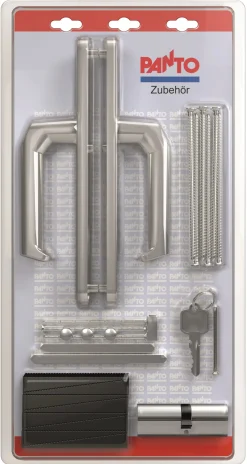 Panto Drückergarnitur Aluminium 92/8 inkl. Zylinder und Montageset
