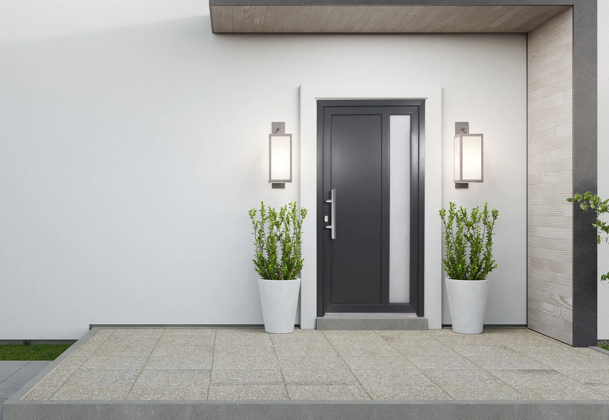 Panto Haustür Modell K 011 DIN links anthrazit 110 x 210 cm