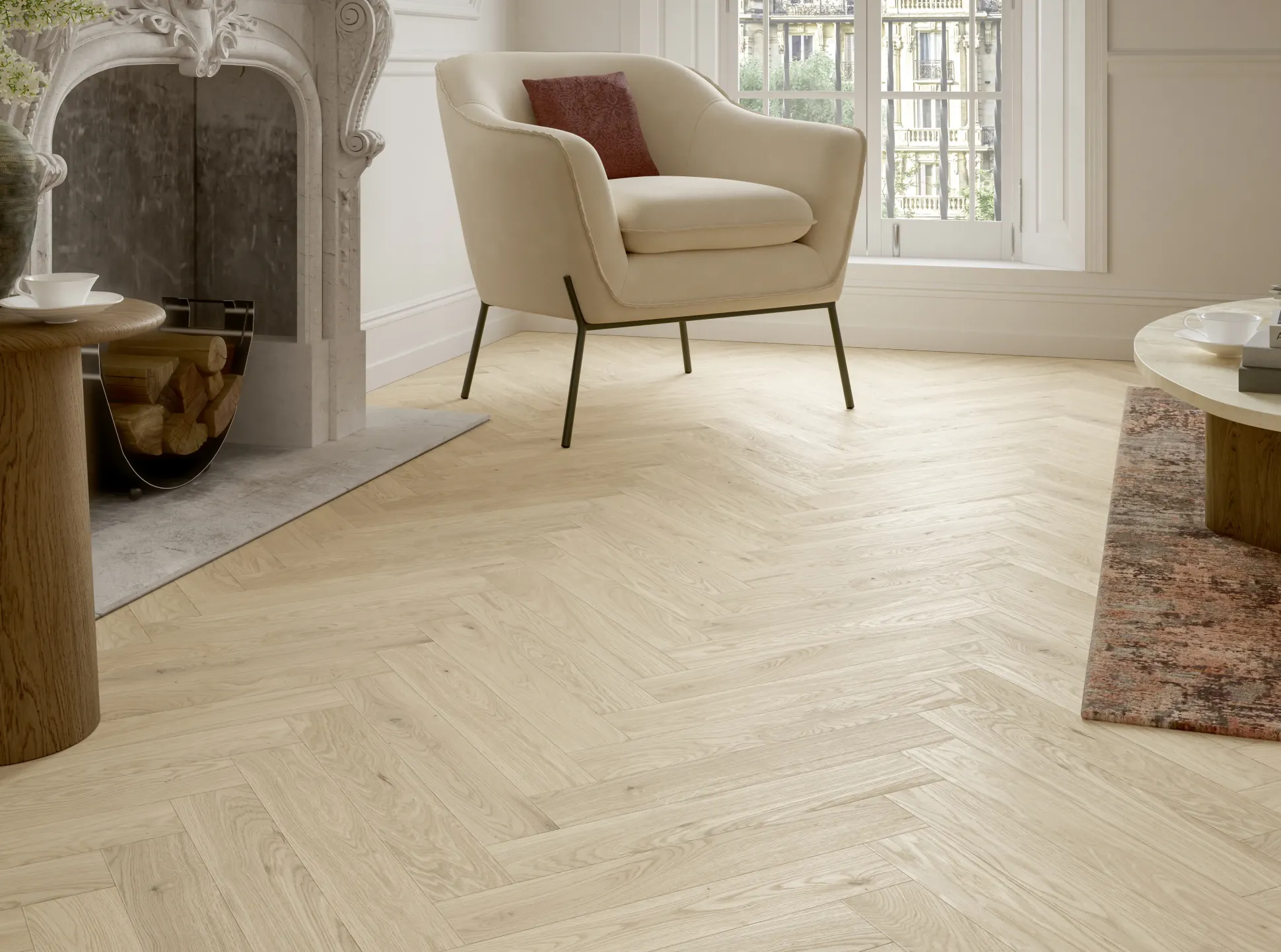 Parador Parkett Trendtime 3 Living Plus Eiche Bardolino weiß lackversiegelt matt weiß Minifase