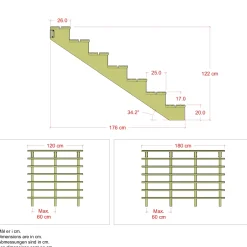 Plus Außentreppe Kiefer 7 Stufen 120 cm breit