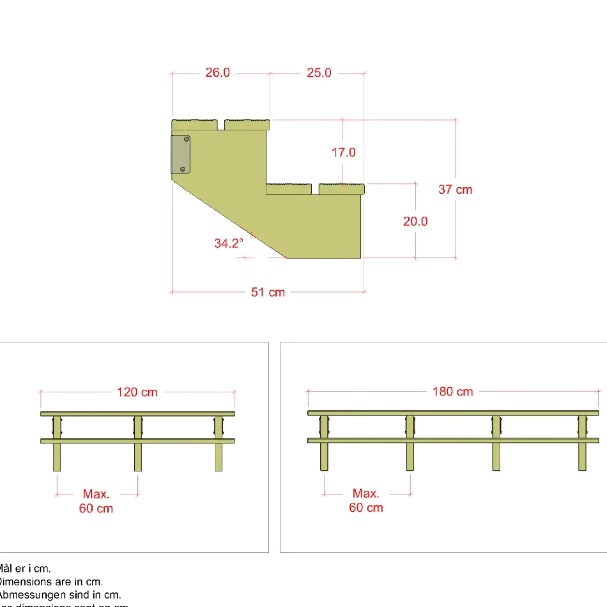 Plus Außentreppe Kiefer 2 Stufen 120 cm breit