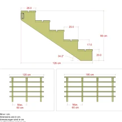 Plus Außentreppe Kiefer 5 Stufen 120 cm breit