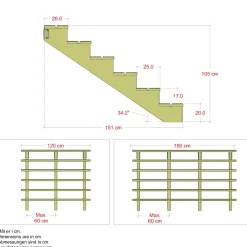 Plus Außentreppe Kiefer 6 Stufen 180 cm breit