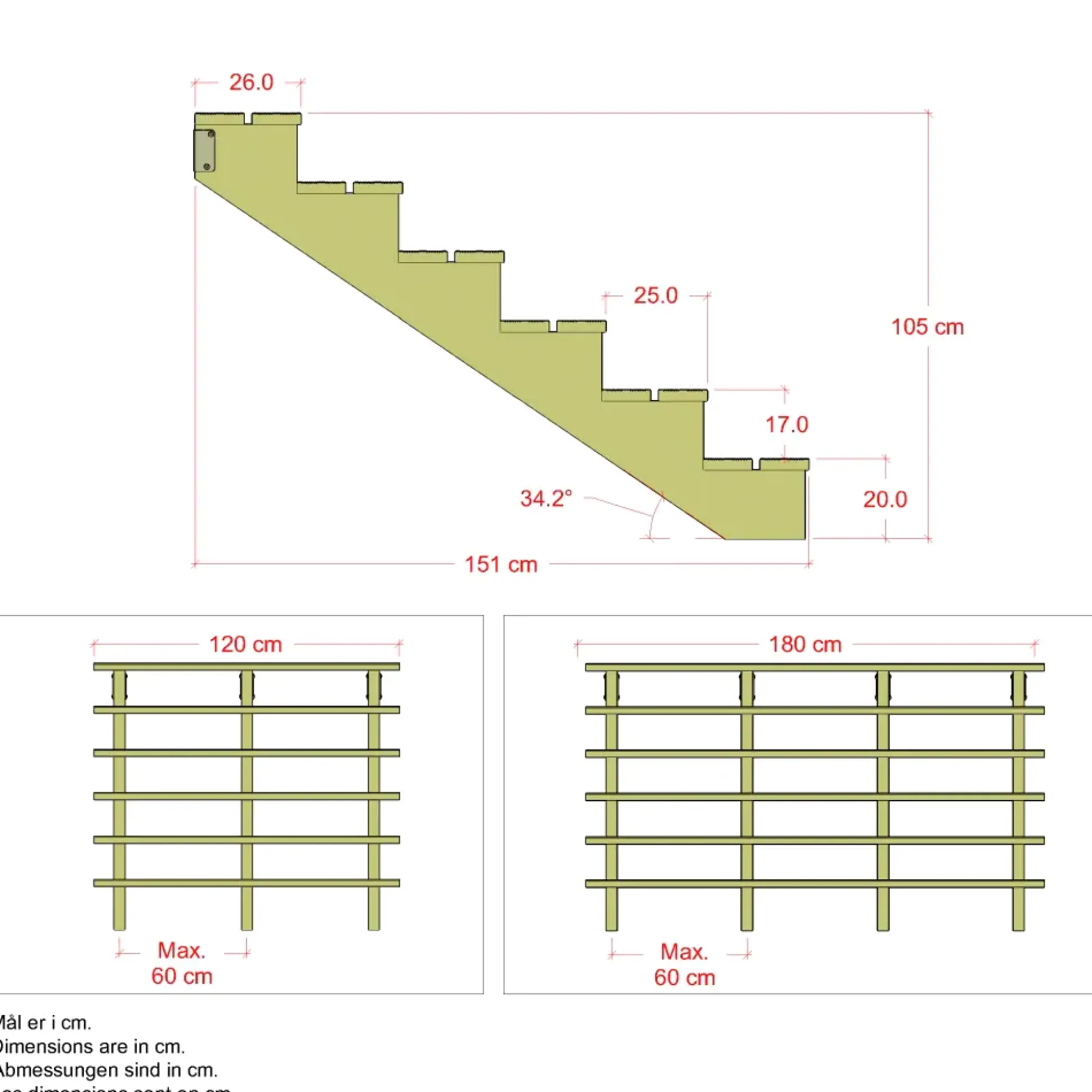 Plus Außentreppe Kiefer 6 Stufen 120 cm breit