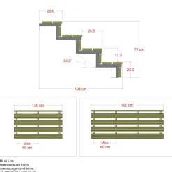 Plus Außentreppe Kiefer/Feuerverzinkt 4 Stufen 180 cm breit