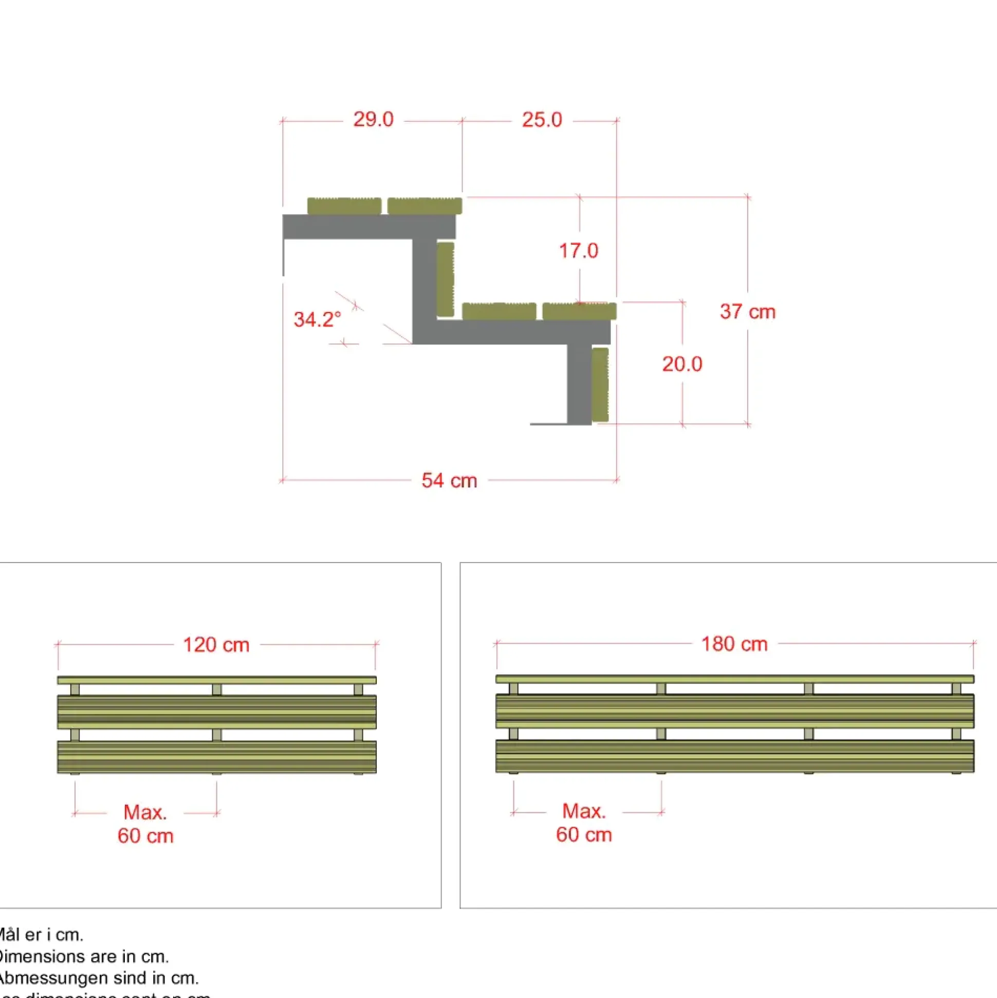 Plus Außentreppe Kiefer/Feuerverzinkt 2 Stufen 120 cm breit