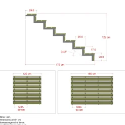 Plus Außentreppe Kiefer/Feuerverzinkt 7 Stufen 120 cm breit