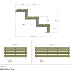 Plus Außentreppe Kiefer/Feuerverzinkt 3 Stufen 120 cm breit