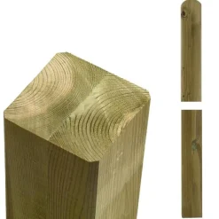 Plus Leimholzpfosten 268 cm 90 x 90 mm druckimprägniert Kopf gerundet